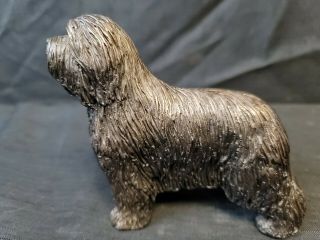 Tony Acevedo Signed Bearded Collie Dog Sculpture Cold Cast Bronze Resin Figurine