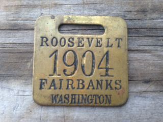 1904 Roosevelt Fairbanks Brass Fob - -