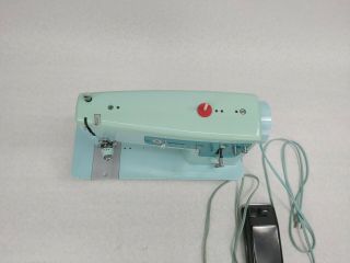 Vintage 1960s Singer Model 347 Sewing Machine Turquoise Blue No Case 3