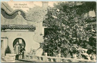 1900 Postally - Shanghai,  China Postcard " Mandarins Gardens " / Cancel & Stamp