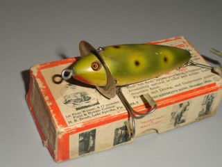 Vintage Fishing Lure Wooden Heddon Dowagiac Surface Minnow Series 219b Frog Wbox