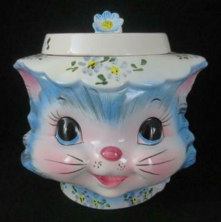 Vintage Lefton Japan Miss Priss Cat Kitten Ceramic Cookie Jar 1502 - No Chips