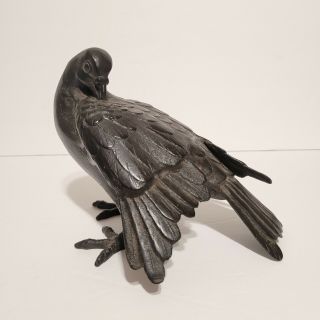 Vintage Cast Iron Pigeon Statue Figurine Toyo Japan Marked Bird Home Decor