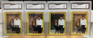 (4) Donald Trump March 1990 Playboy Licensed 1995 Chromium Cards Graded 9