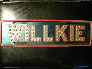 70518.  Vintage Large Wendell Willkie For President Automobile Plate1940 Vs Fdr