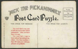 1907 BLACK AMERICAN MECHANICAL PUZZLE POSTCARD - NANNY w/ CHILDREN 3