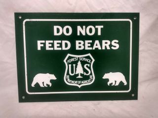 Us Forest Service Vintage Do Not Feed Bears Metal Sign Trail Camping Camp Cabin