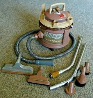 Vintage Filter Queen Canister Vacuum Model 31 W/hose & Attachments - Mauve Color