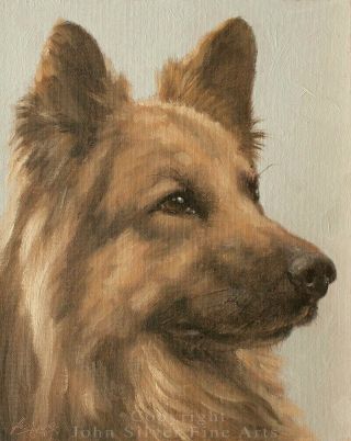 German Shepherd Dog Portrait Oil Painting By Master Artist John Silver