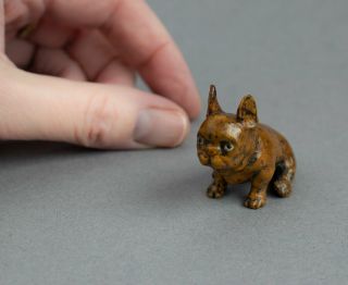 Vintage Cold Painted Bronze Metal French Bulldog Miniature Frenchie Sculpture
