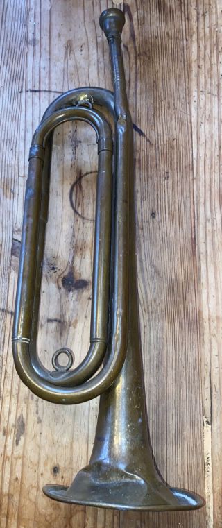 Vintage Wwi - Ww2 Military Regulation Bugle Us Navy Made By Pioneer Rare Serial No