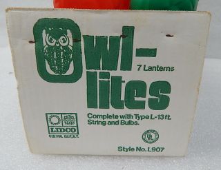 Vintage Lidco Owl Lites Lantern Hanging String Swag Lights Mid Century Funky 2