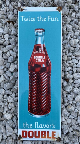 Vintage Double Cola Porcelain Sign Us Oil Gas Station Soda Pop Drink Advertising