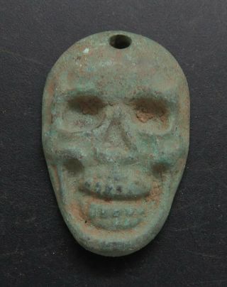 Ancient Near Eastern Bronze Skull Statue Amulet Detecting Finds