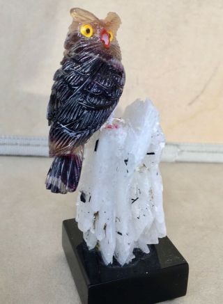 Fluorite Owl on albite Crystal 4 