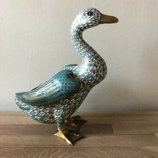 Large Vintage Chinese Cloisonne Duck Figurine