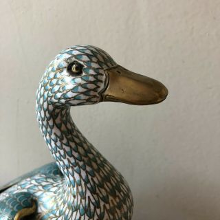 Large Vintage Chinese Cloisonne Duck Figurine 2