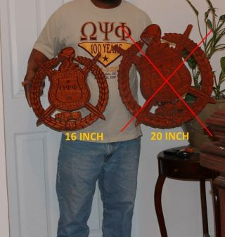 Omega Psi Phi Fraternity - 16 " (inch) Carved Shield (stained)
