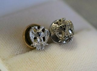 Vintage 14k White Gold Masonic Freemason 32nd Degree Pins 1.  3g Estate Enamel