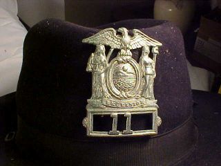 Authentic Vintage York State Police Excelsior Metal Badge 11 & Hat