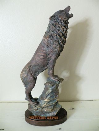 Wolf (the Howl) Bronze Finish Statue Figurine Large 24 " Tall Hand Painted