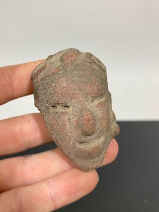 Antique Pre - Colombian Artifact Art Pottery Fragment Head Figurine Miniature
