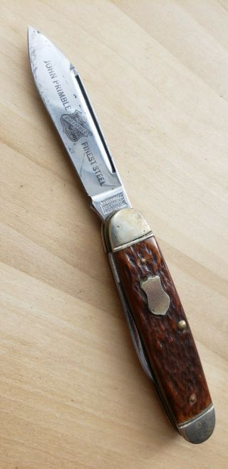 Vintage John Primble 4860 Jigged Bone Equal End Jack Pocket Knife/ Usa Made