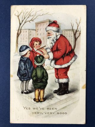 Set 9 Santa Christmas Antique Postcards.  Publ: Whitney.  Santa & Children. 2