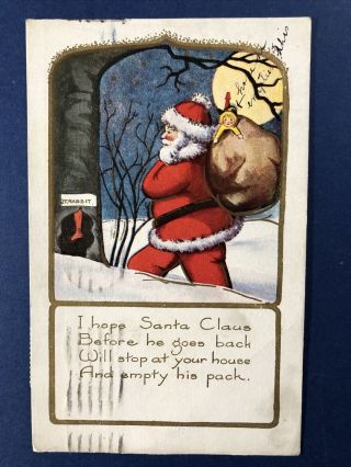 Set 9 Santa Christmas Antique Postcards.  Publ: Whitney.  Santa & Children. 3