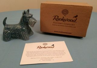 Rare Rookwood Pottery Standing Blue Scottish Terrier Scotty Dog W/ Orig Box