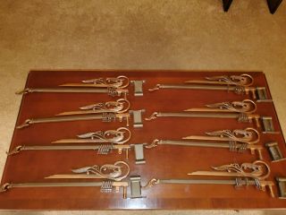 8 Vintage Victorian Art Deco Ornate Swing Arm Curtain Rods & Brackets 17 - 25 In