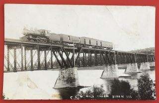 RPPC Chicago & Great Western Railroad Milk Train On Bridge At Byron,  Illinois 2