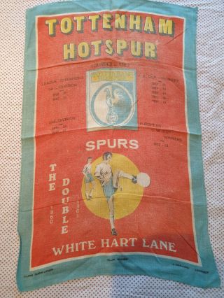 Vintage Tottenham Hotspur Spurs Tea Towel,  1960s Dates