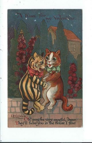 Postcard Post Card Louis Wain Cats Valentine