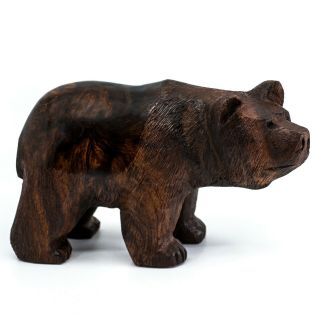 Unique Hand Carved Ironwood Grizzly Bear Figurine Wood Carving 9 " Long Usa