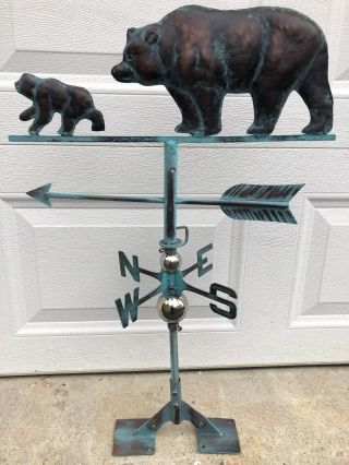 Bear & Cub Weathervane Antique Copper Finish Funtional Weather Vane Handcrafted