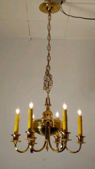 Antique Williamsburg Style Solid Brass Apothecary Chandelier 6 Lights