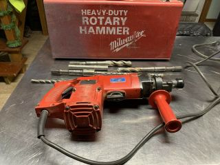 Made In Usa Vintage Milwaukee Eagle 1 1/2” Rotary Hammer Drill - Bits And Case