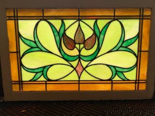 Antique Chicago Art Nouveau Stained Leaded Glass Transom Window 34 " X 22 "