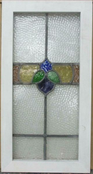 Midsize Old English Leaded Stained Glass Window Colorful Band Design 14 " X 26.  5 "