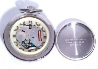 Vintage Swiss Army Pocket Watch 24720 Victorinox Open Face Silver Case Easy Read 2