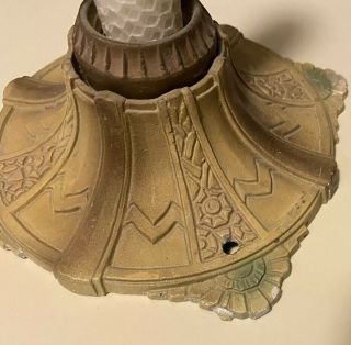 2 Vintage Art Deco Ceiling Light Fixtures Cast Iron W/hand Rolled Bees Wax
