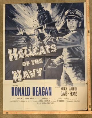 “hellcats Of The Navy” Ronald Reagan Vintage Movie Poster
