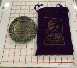 2019 24th World Scout Jamboree - Official Belt Buckle Round Green W/original Box