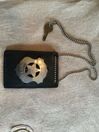 Vintage Kane Security Service Illinois Badge With Leather Holder