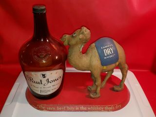 Rare Vtg Paul Jones Whiskey Bar Display Advertising Camel Bottle Advertising