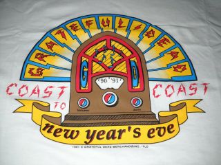 Grateful Dead Years Eve Coast To Radio 1990 1991 Vintage Concert T - Shirt - Xl