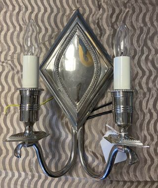 Early 20th Century Classical Triangular Silverplate Sconces