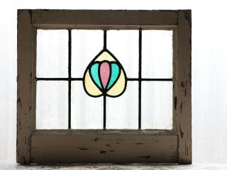 Antique Stained Glass Window Three (3) Color Art Nouveau Tulip (3104)