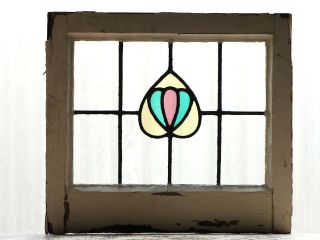 Antique Stained Glass Window Three (3) Color Art Nouveau Tulip (3103)